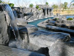 waterfalls over pool